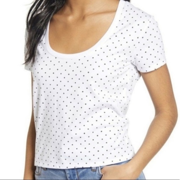 Nordstrom BP White Polka Dot Scoop Neck T-shirt - Picture 4 of 8